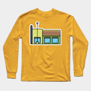 Street Restaurant Building Sticker vector illustration. Minimalist house icon concept. Restaurant building sticker design logo. Beautiful minimalist shop building front view sticker vector design. Long Sleeve T-Shirt